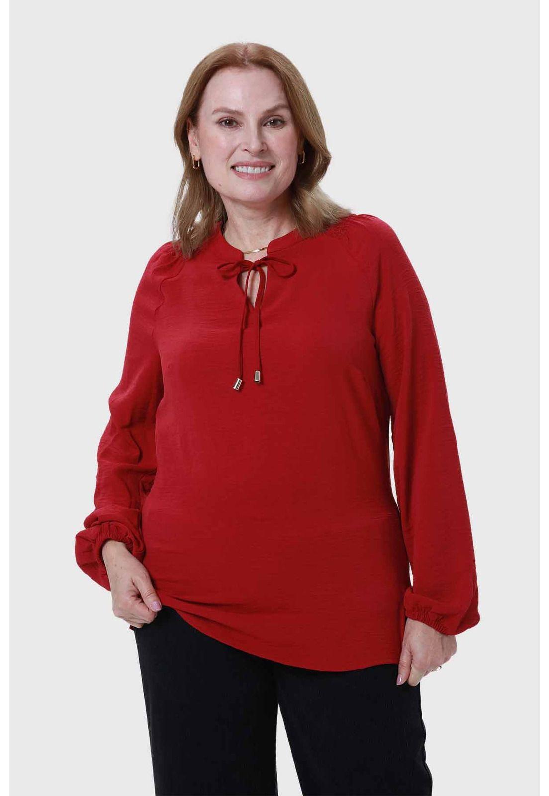Blusa Mujer Con Plisado Guinda-0
