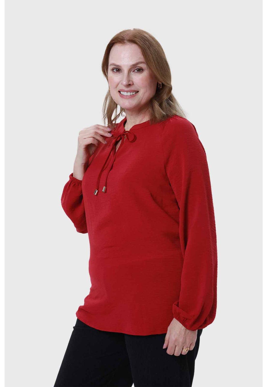 Blusa Mujer Con Plisado Guinda-1