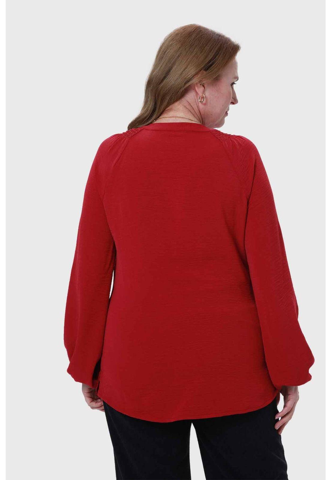 Blusa Mujer Con Plisado Guinda-2