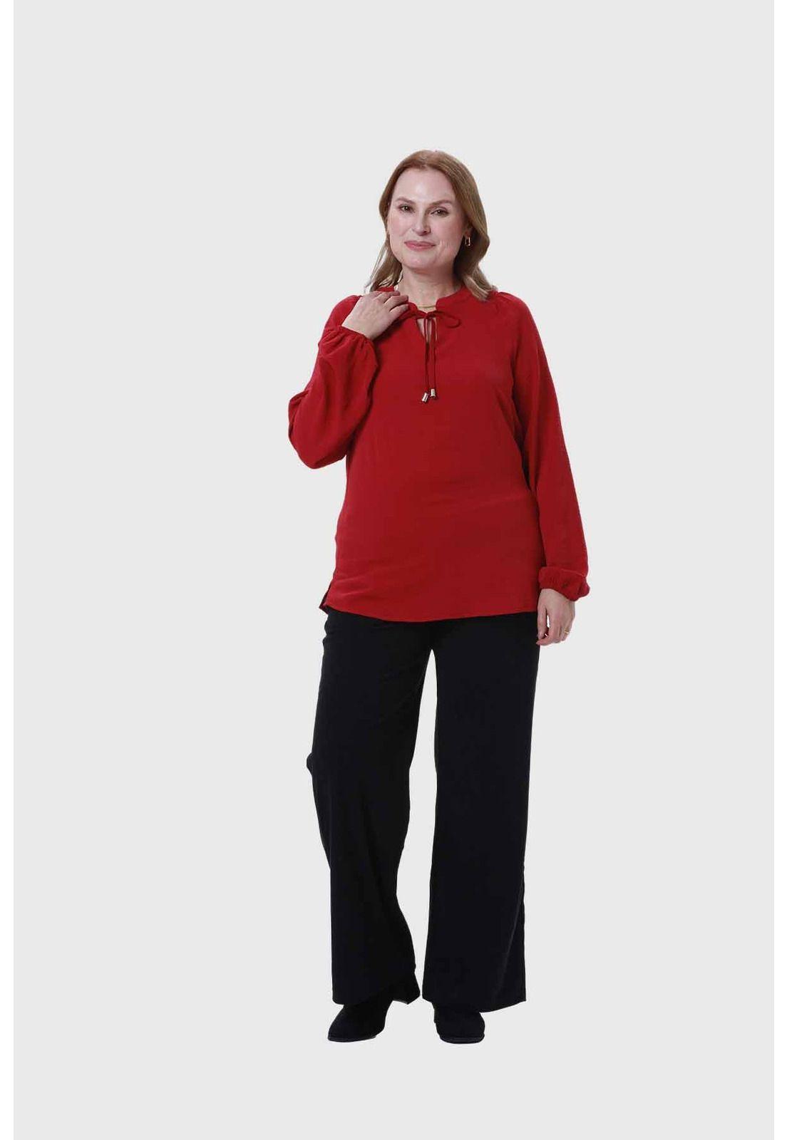 Blusa Mujer Con Plisado Guinda-3