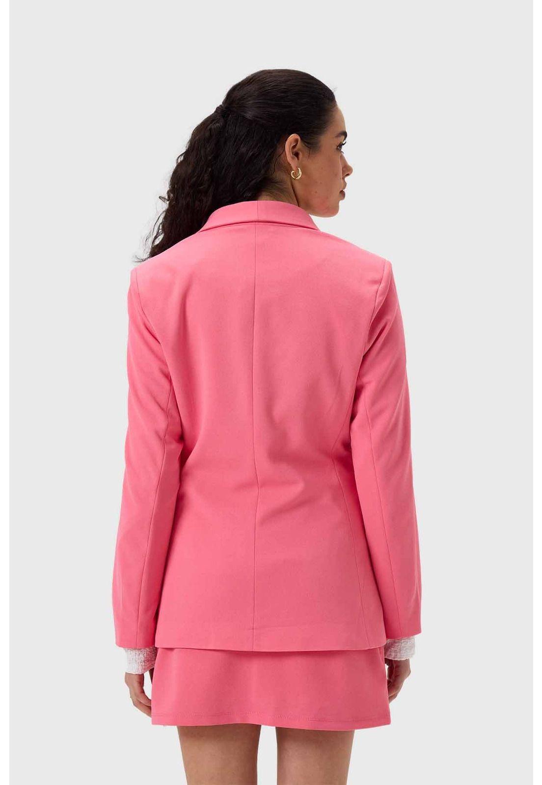 Blazer Mujer Largo Abotonado Rosado-2