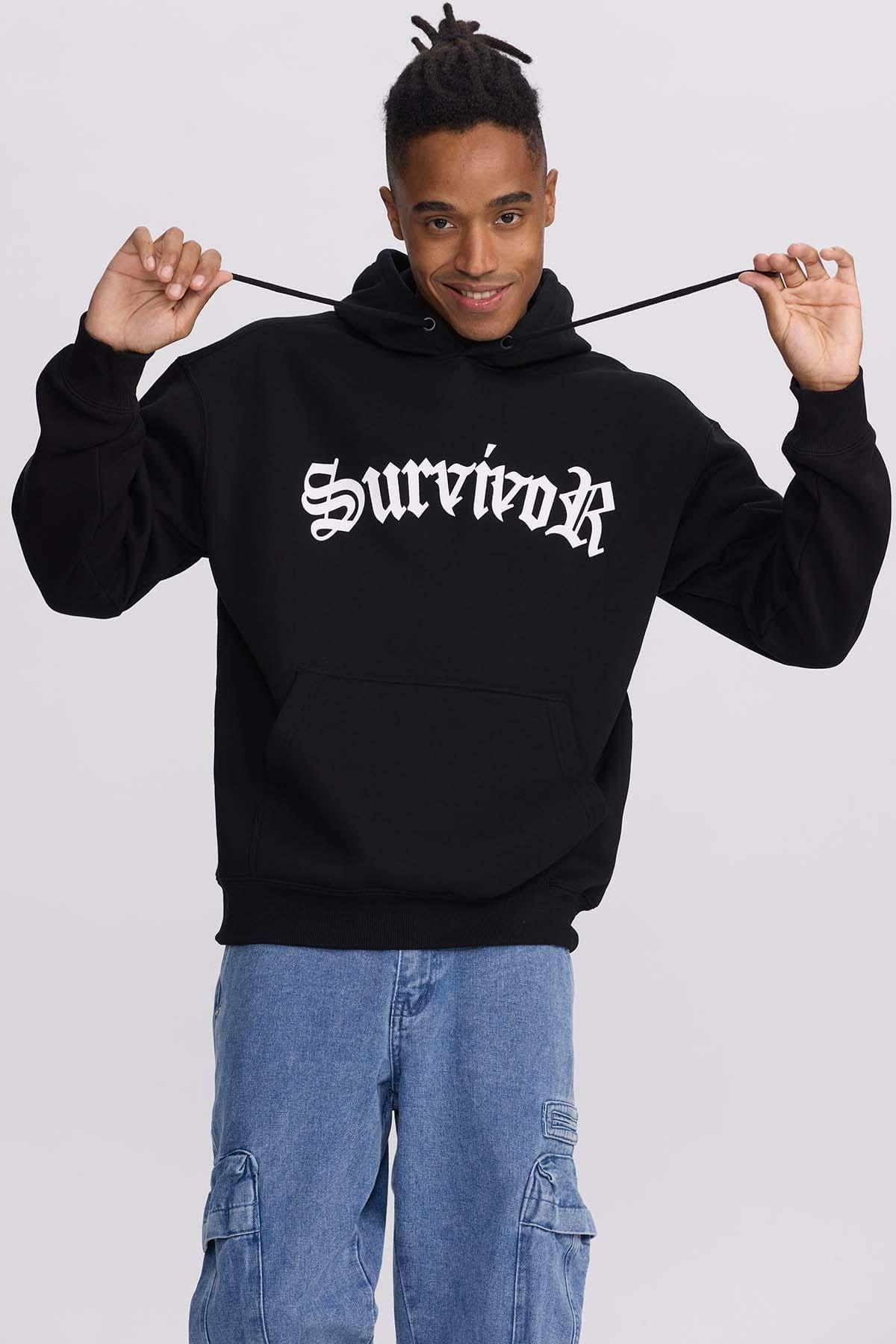 Polerón Hombre Hoodie Print Posicional Negro-0