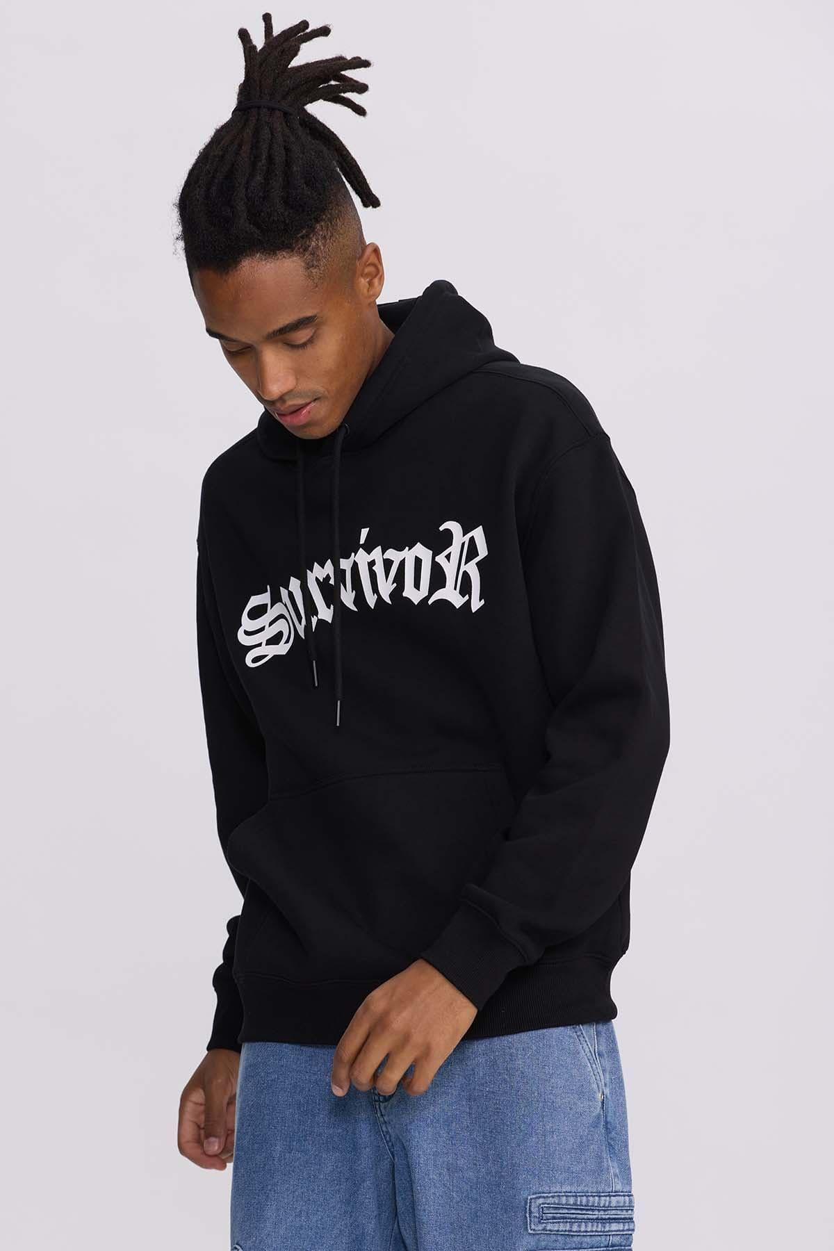 Polerón Hombre Hoodie Print Posicional Negro-1