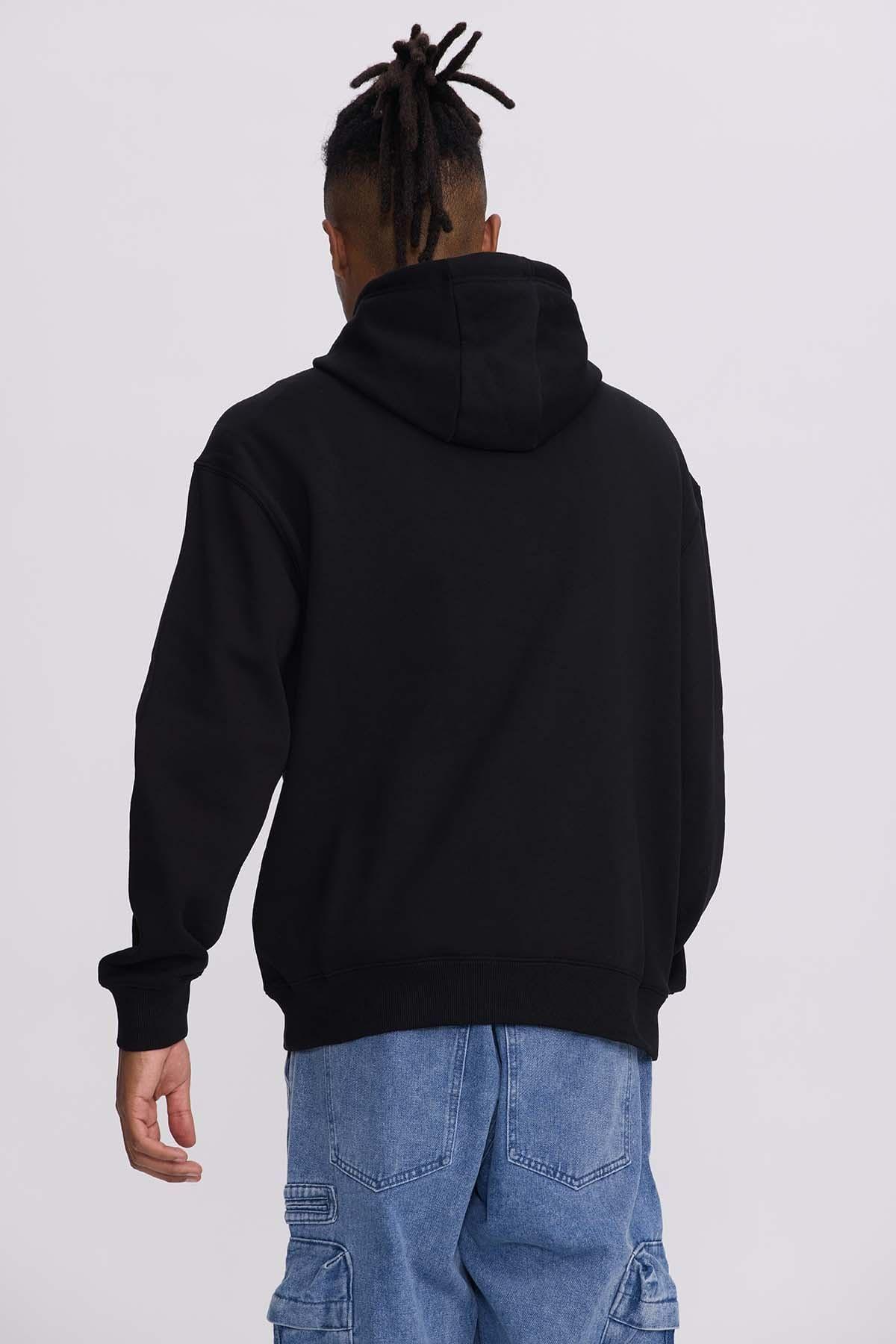 Polerón Hombre Hoodie Print Posicional Negro-2