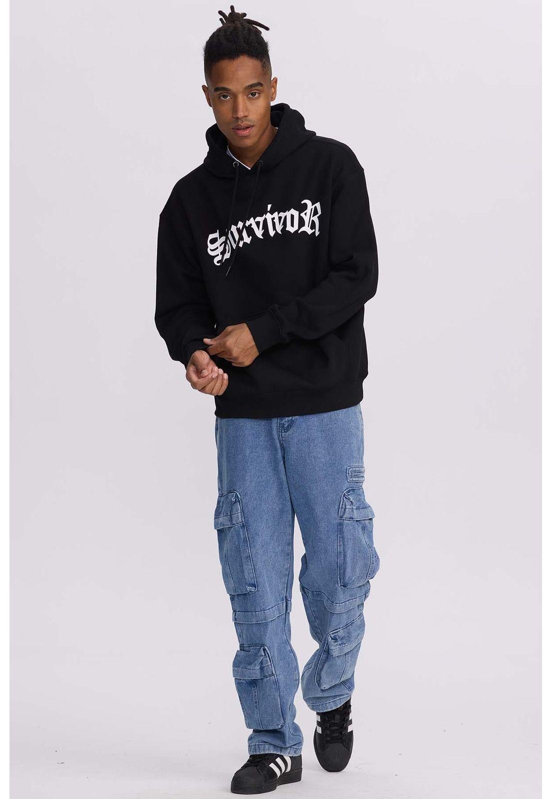 Polerón Hombre Hoodie Print Posicional Negro-3