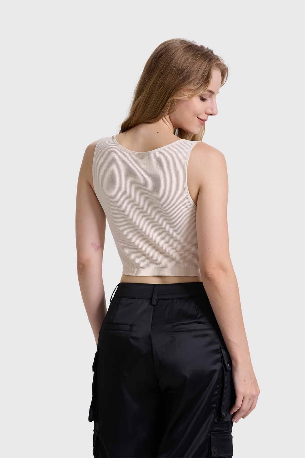 Polera Mujer Seamless Beige-2