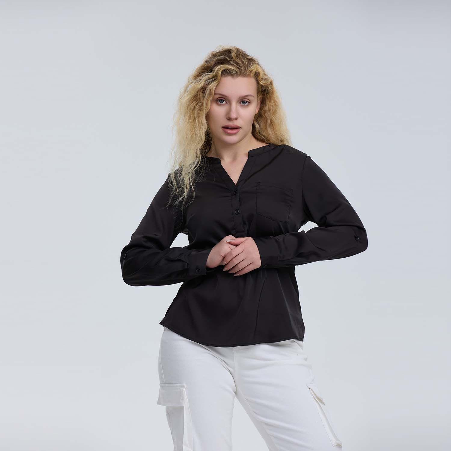 Blusa Mujer Satín Negro-0