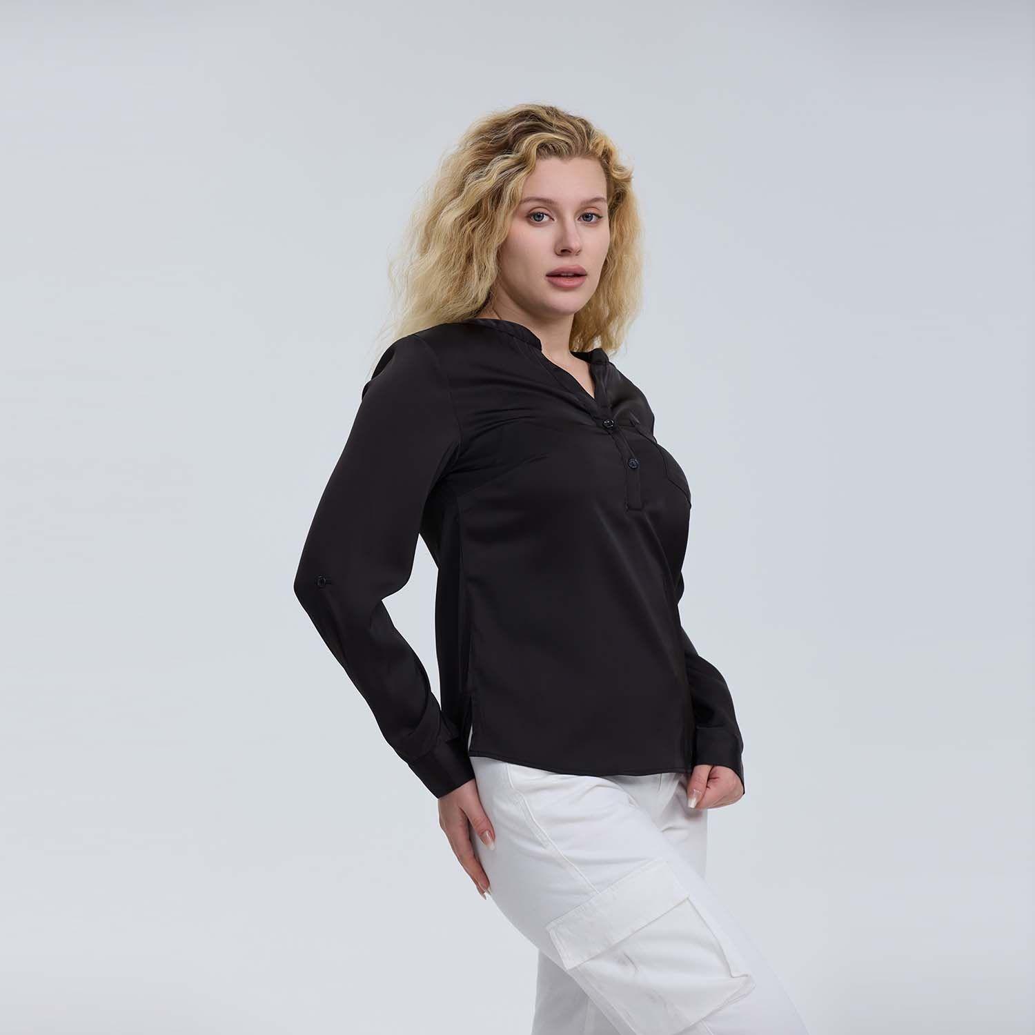 Blusa Mujer Satín Negro-1