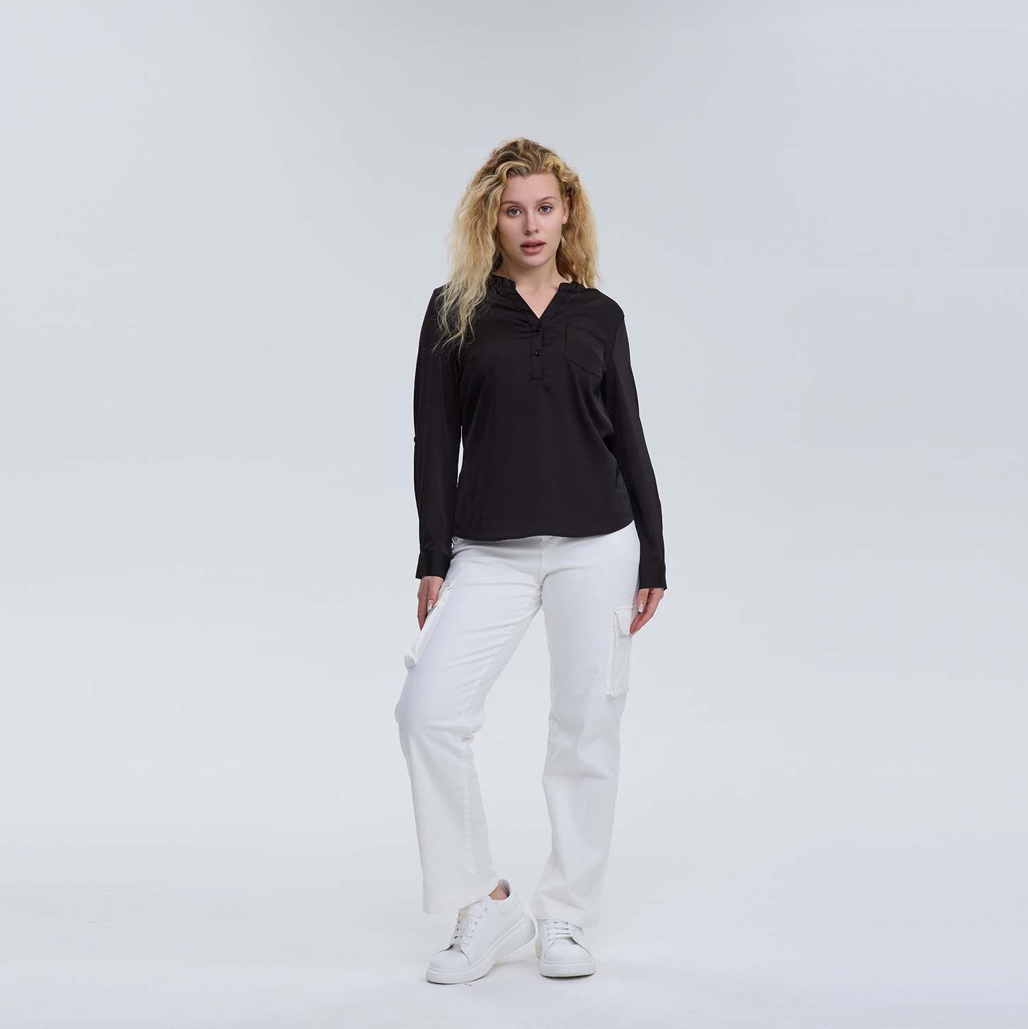 Blusa Mujer Satín Negro-3