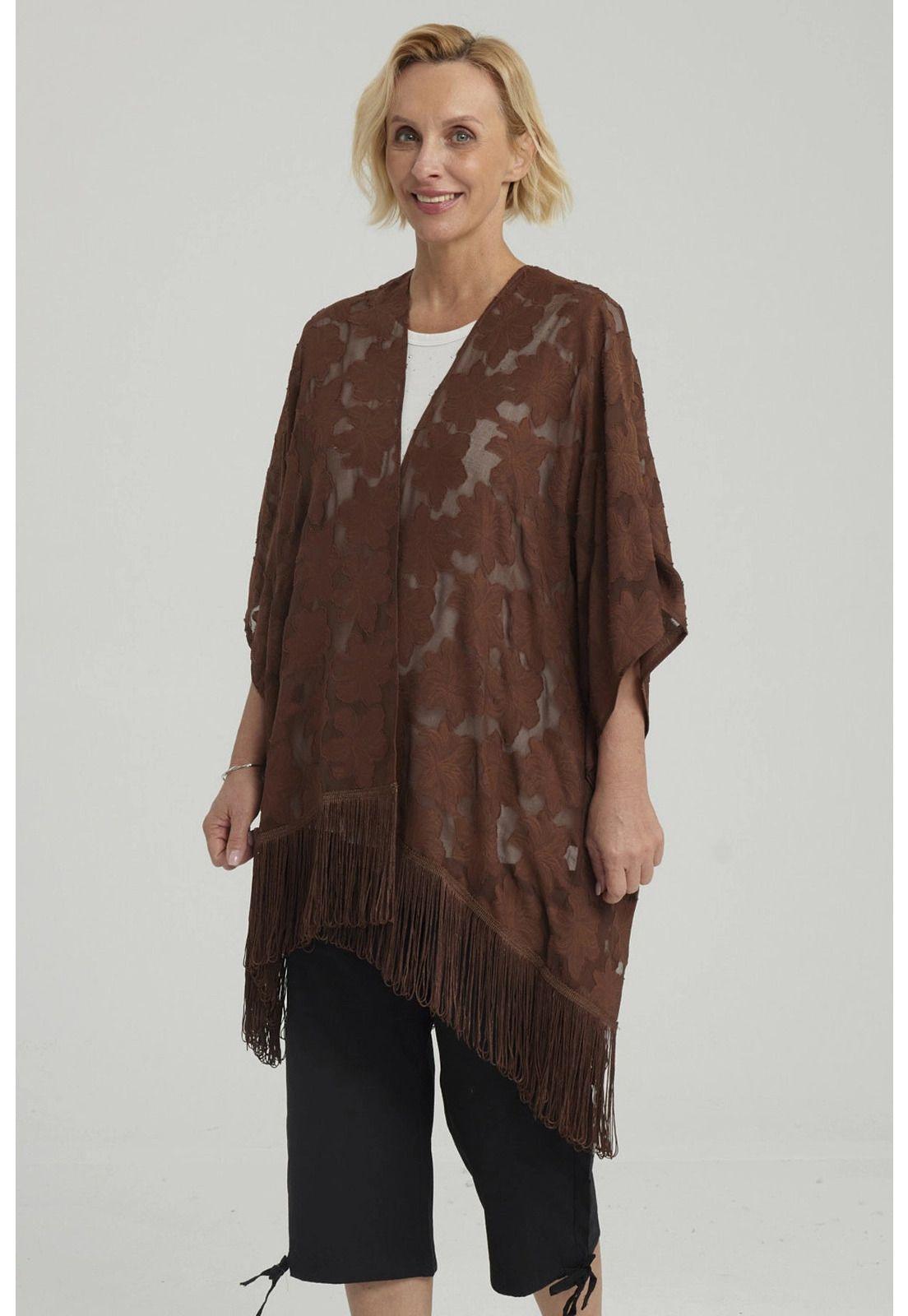 Blusa Mujer Tapado Con Flecos Café-1