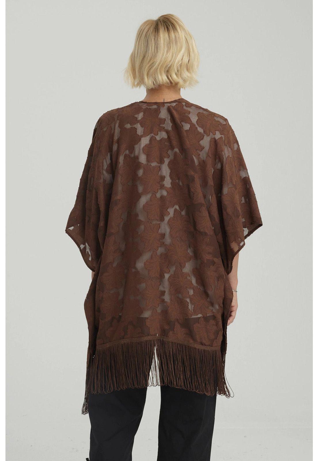 Blusa Mujer Tapado Con Flecos Café-2