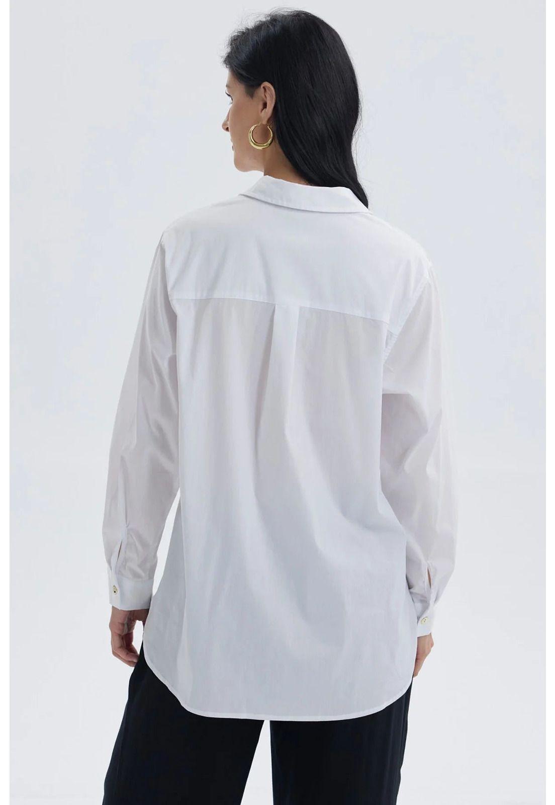 Blusa Mujer Popelina Abotonada Blanco-2