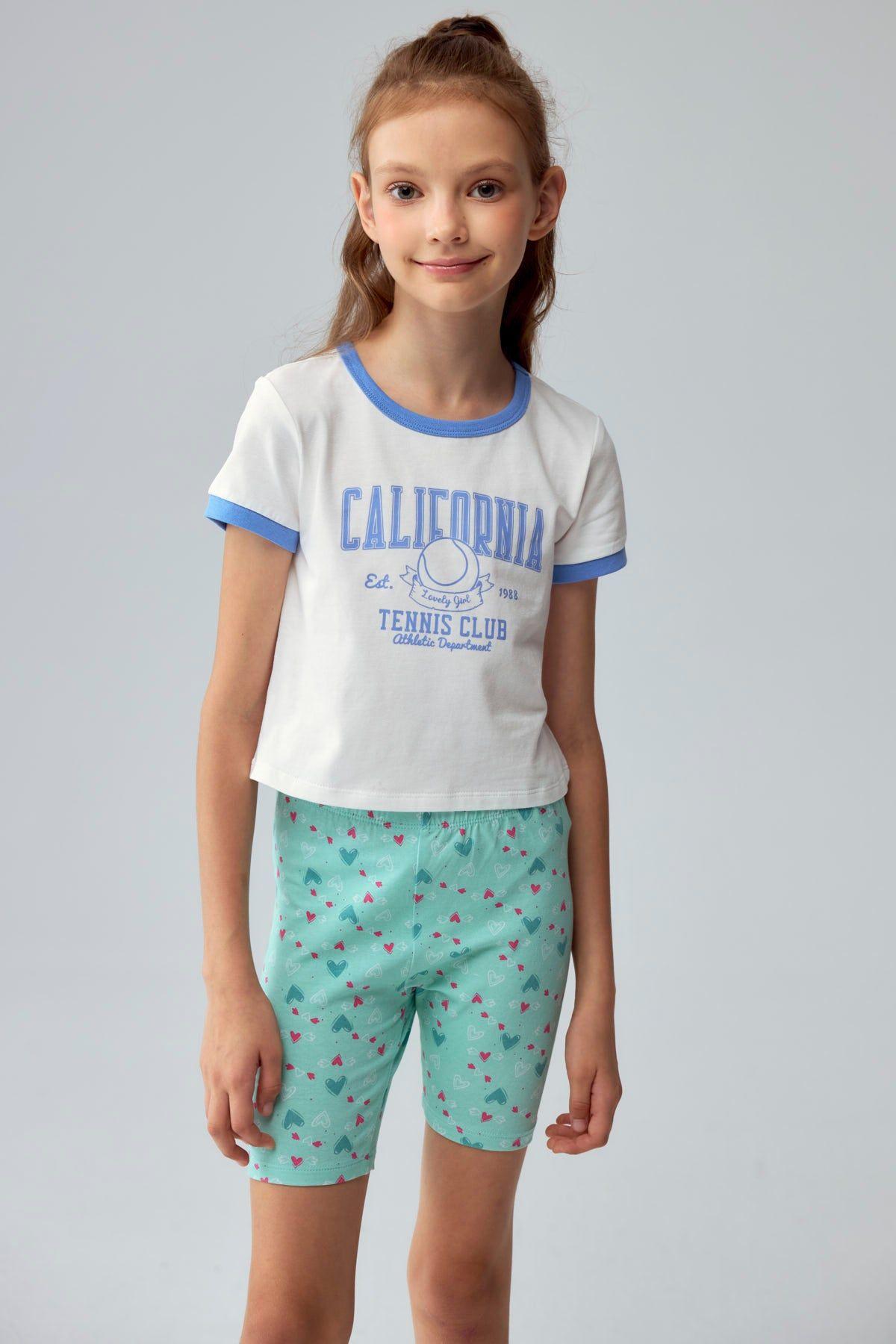 Polera Niña Con Rib A Contraste Celeste-0