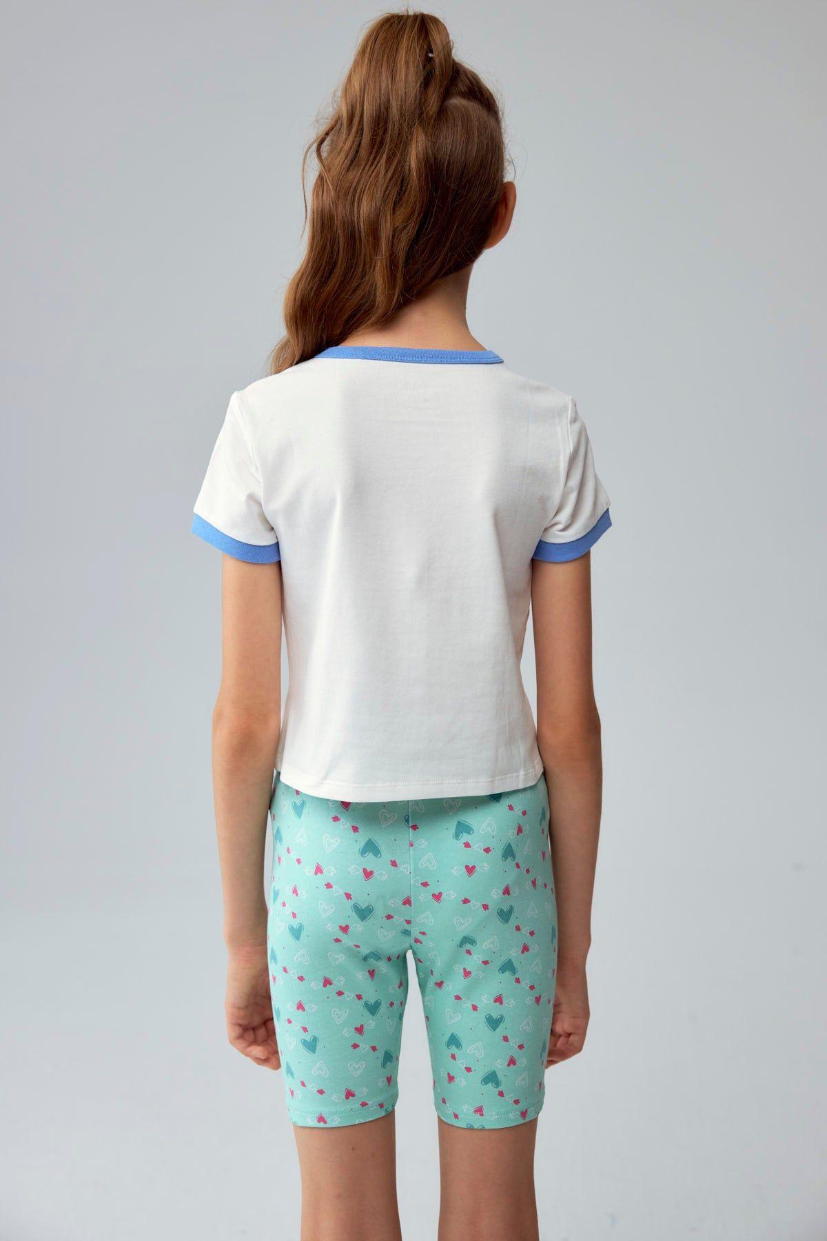 Polera Niña Con Rib A Contraste Celeste-2