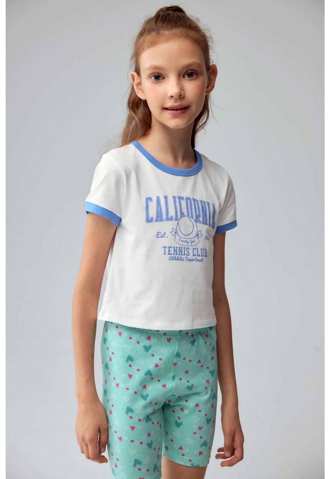 Polera Niña Con Rib A Contraste Celeste-1