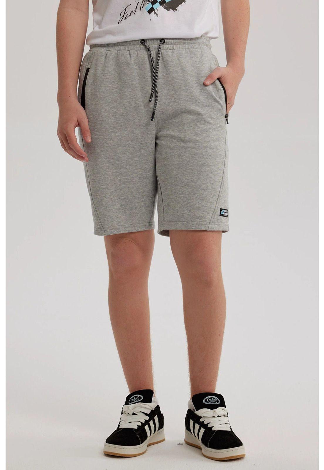 Bermuda Niño Con Bolsillo Con Cierre Gris Melange-0