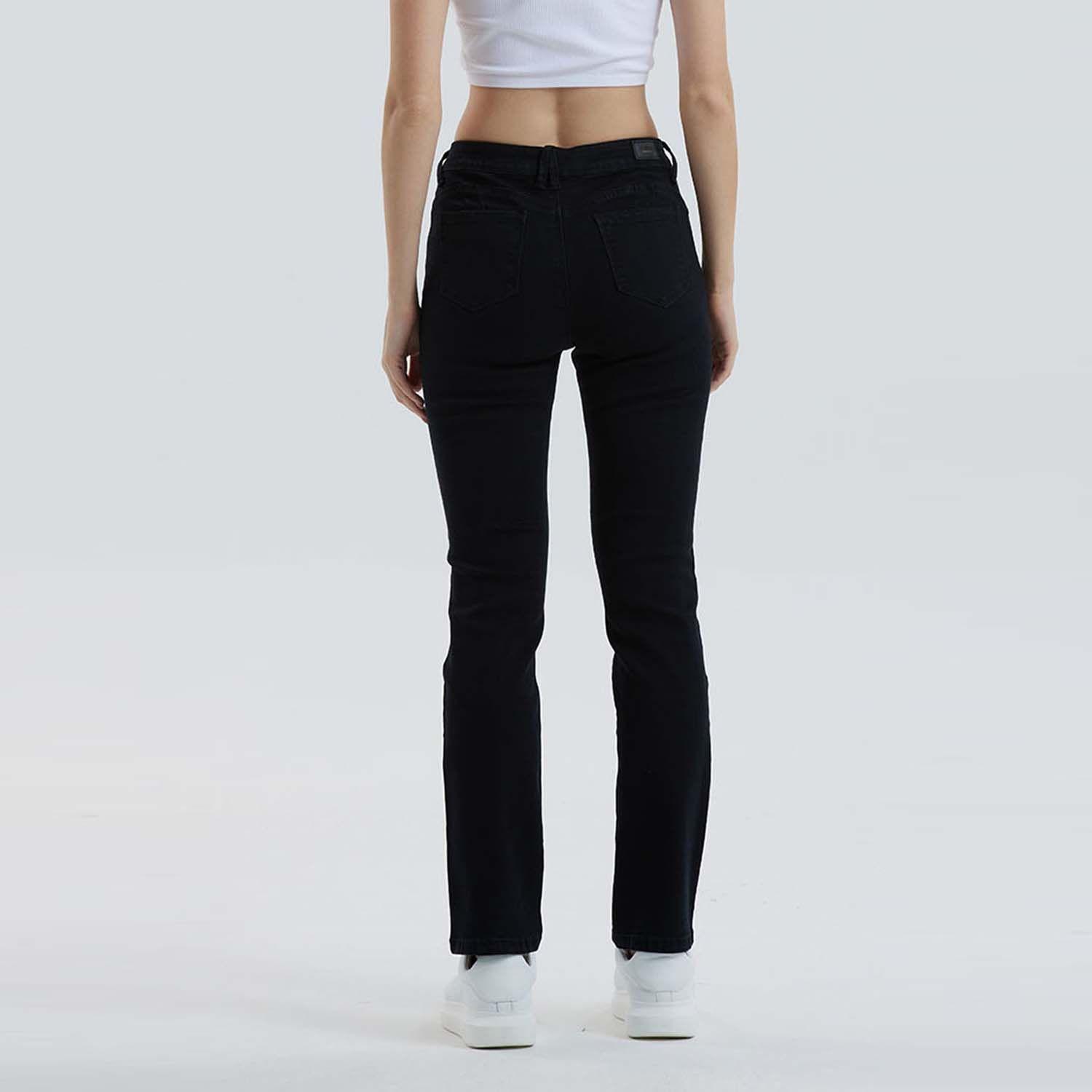 Jeans Mujer Recto Tiro Alto Negro-2