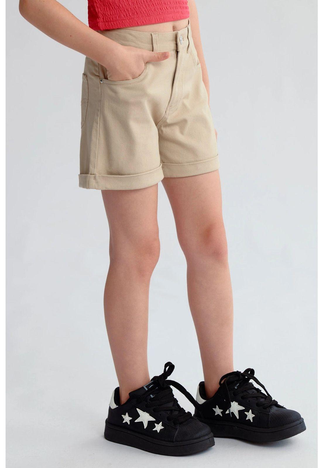 Short Niña Gabardina Básico Beige-1
