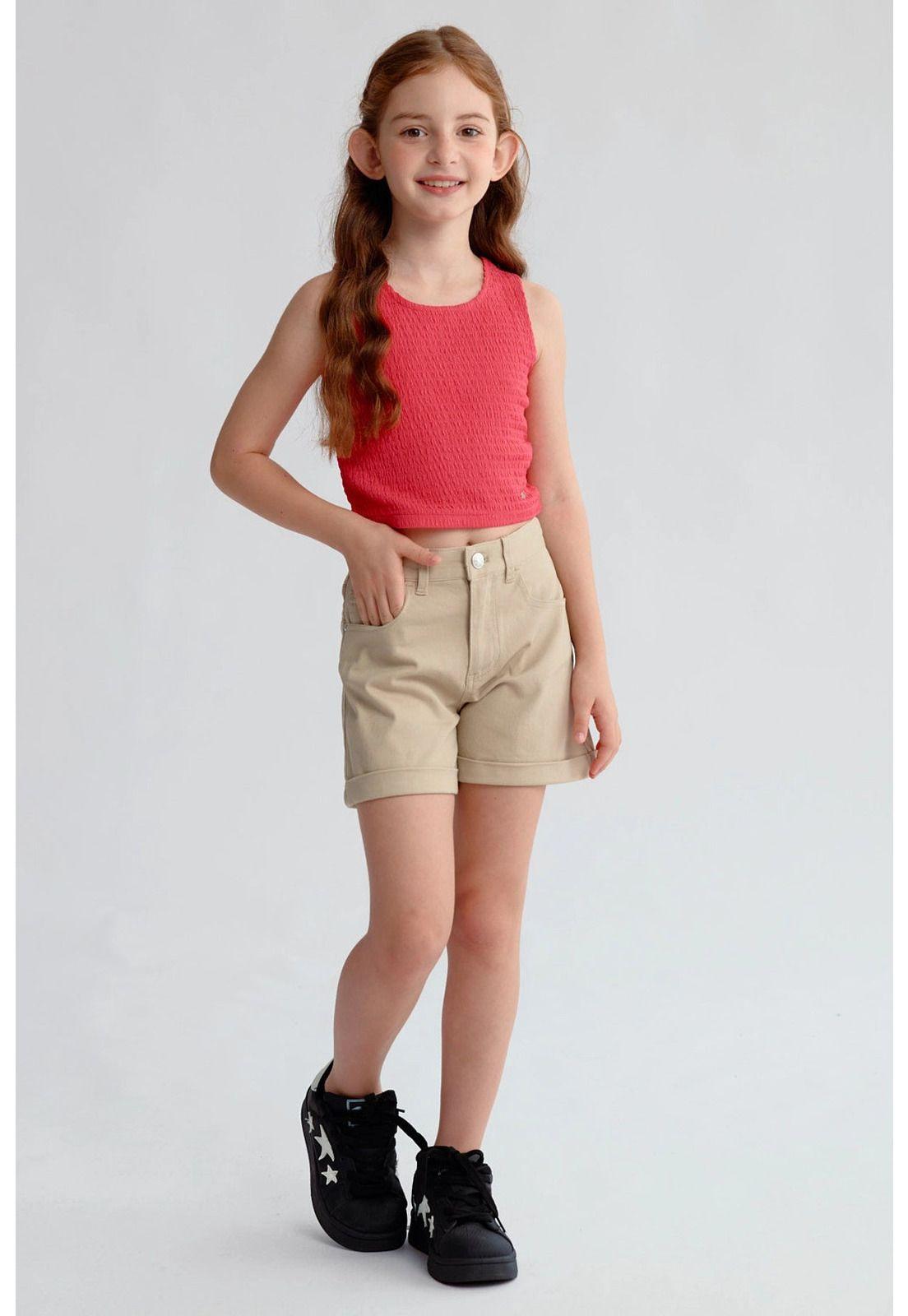 Short Niña Gabardina Básico Beige-3