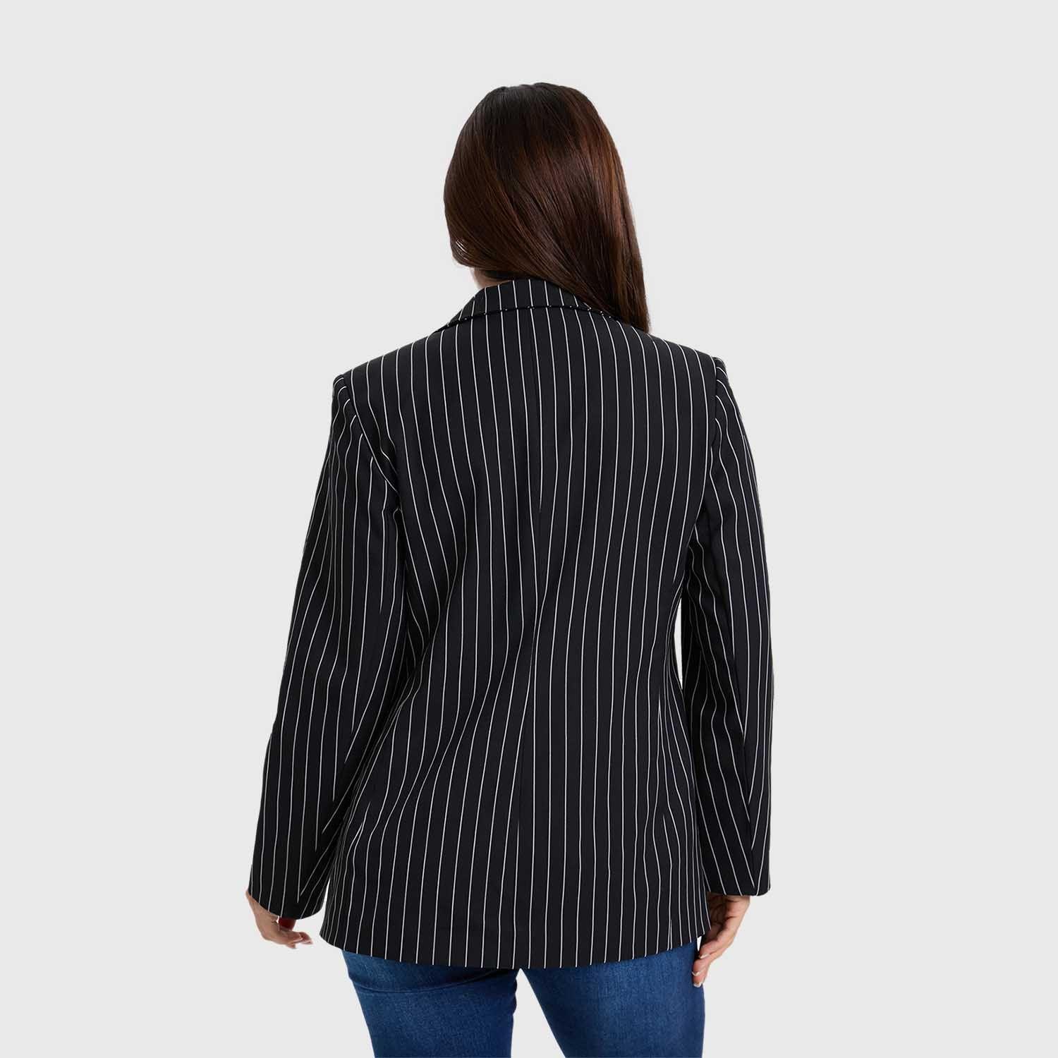 Blazer Mujer Rayado Negro / Blanco-2