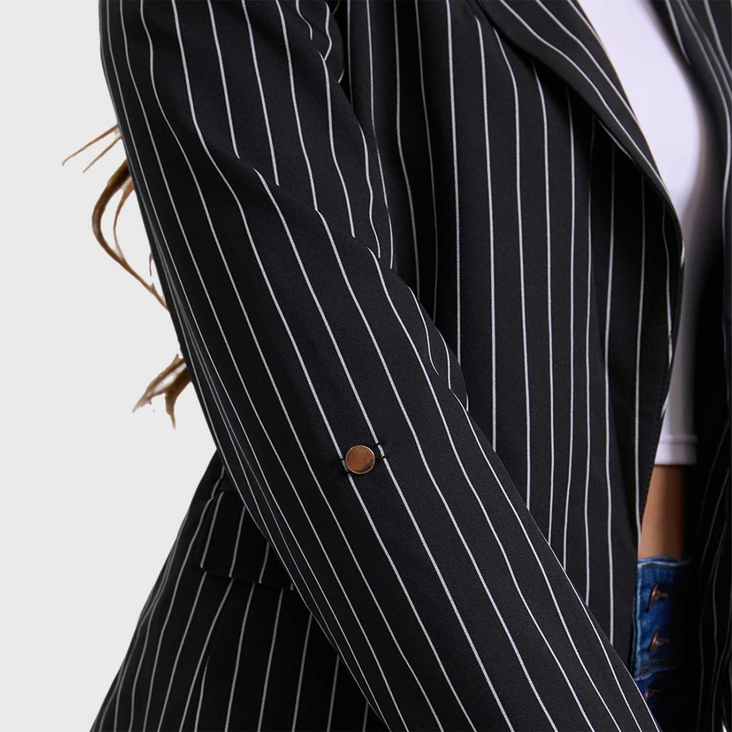 Blazer Mujer Rayado Negro / Blanco-3