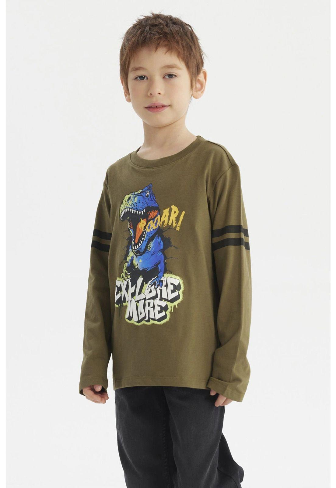 Polera Niño Toddler Franjas Verde Militar-1