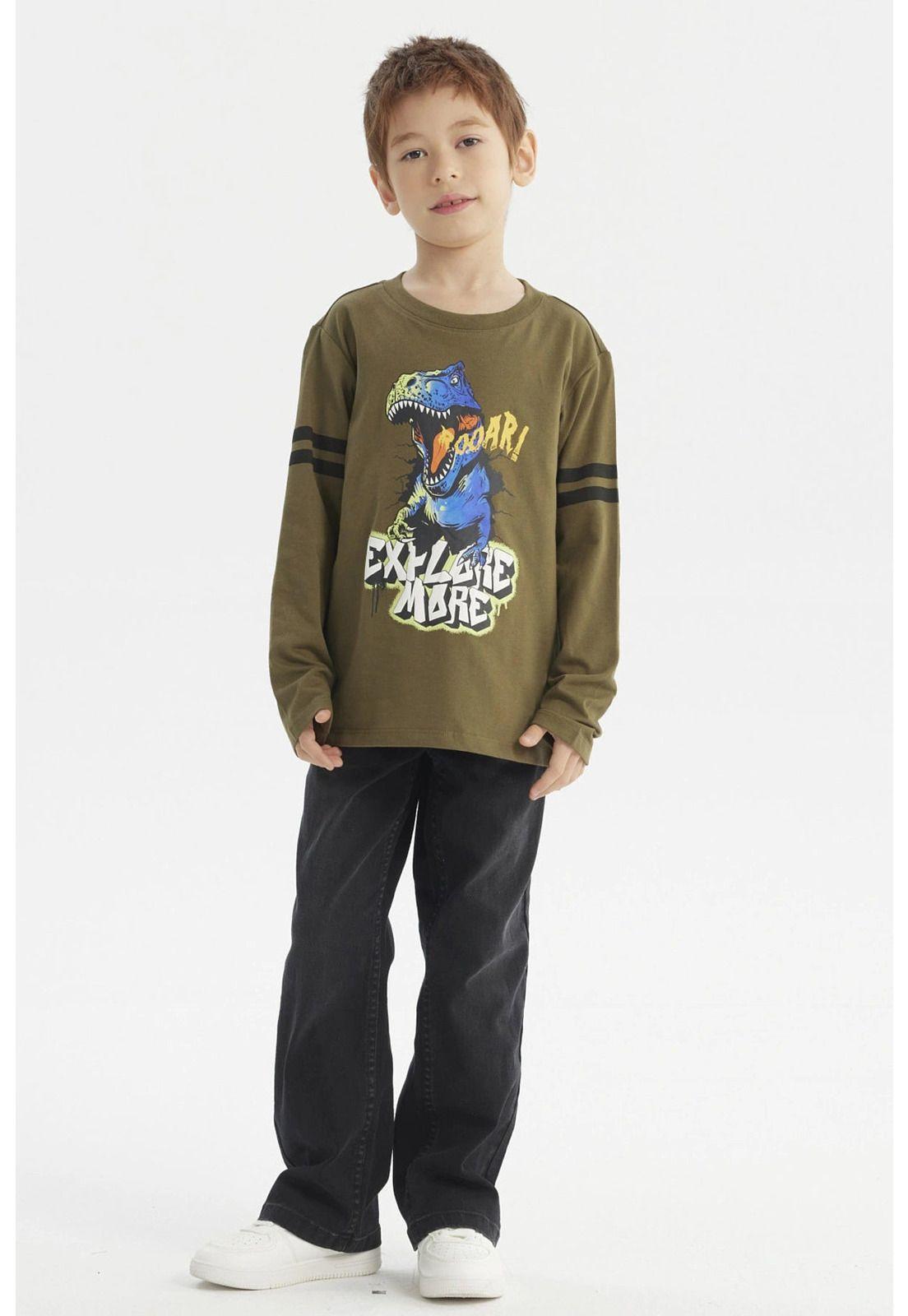 Polera Niño Toddler Franjas Verde Militar-3