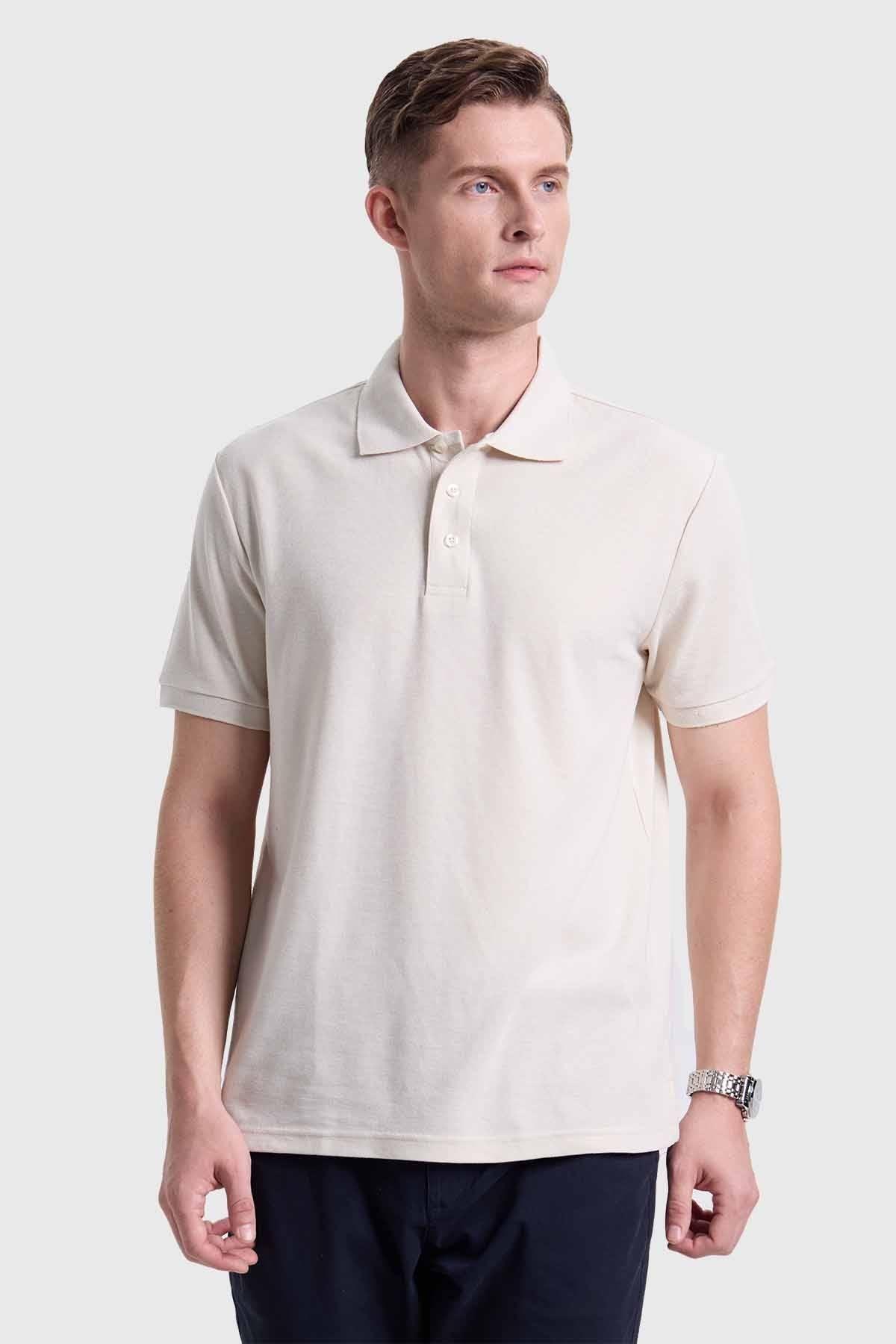 Polera Hombre Piqué Básica Beige-0