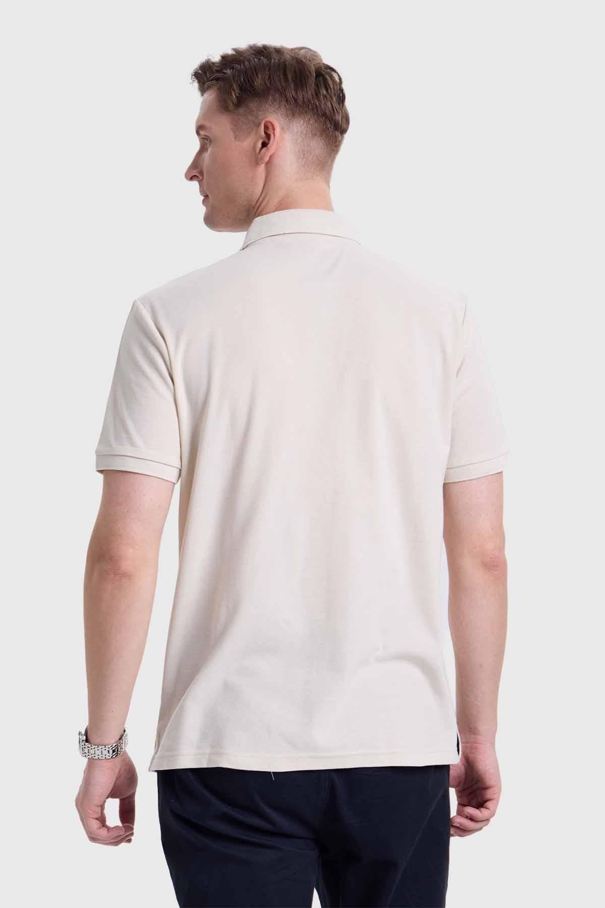 Polera Hombre Piqué Básica Beige-2