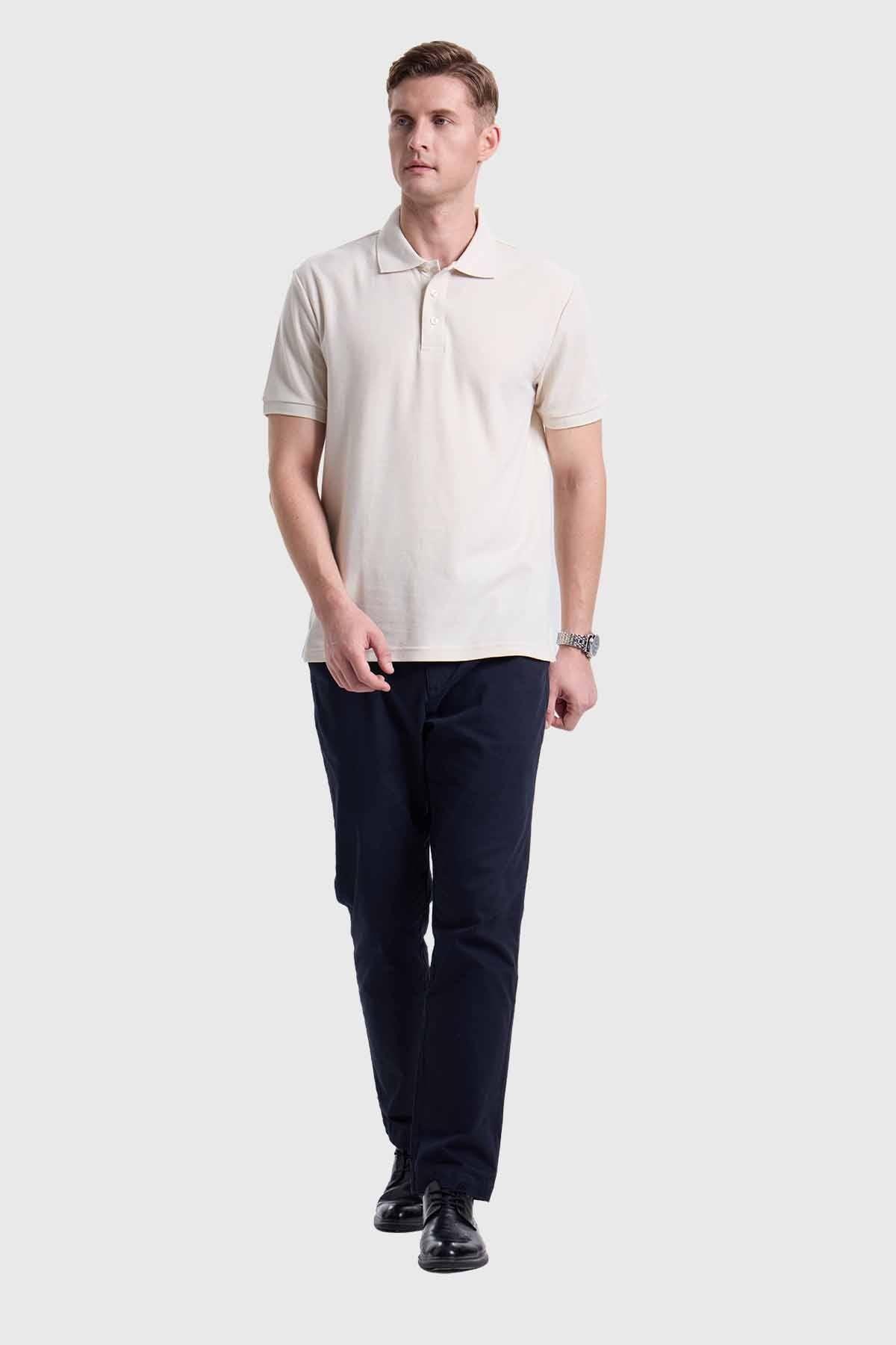 Polera Hombre Piqué Básica Beige-3
