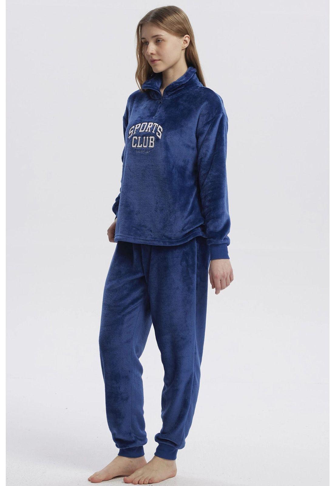 Pijama Mujer Pijama Polera Y Pantalón Azul-1