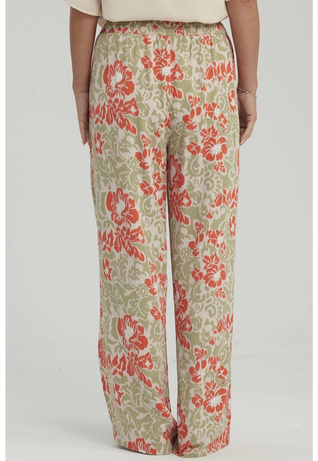 Pantalón Mujer Palazzo Print Verde Claro-2