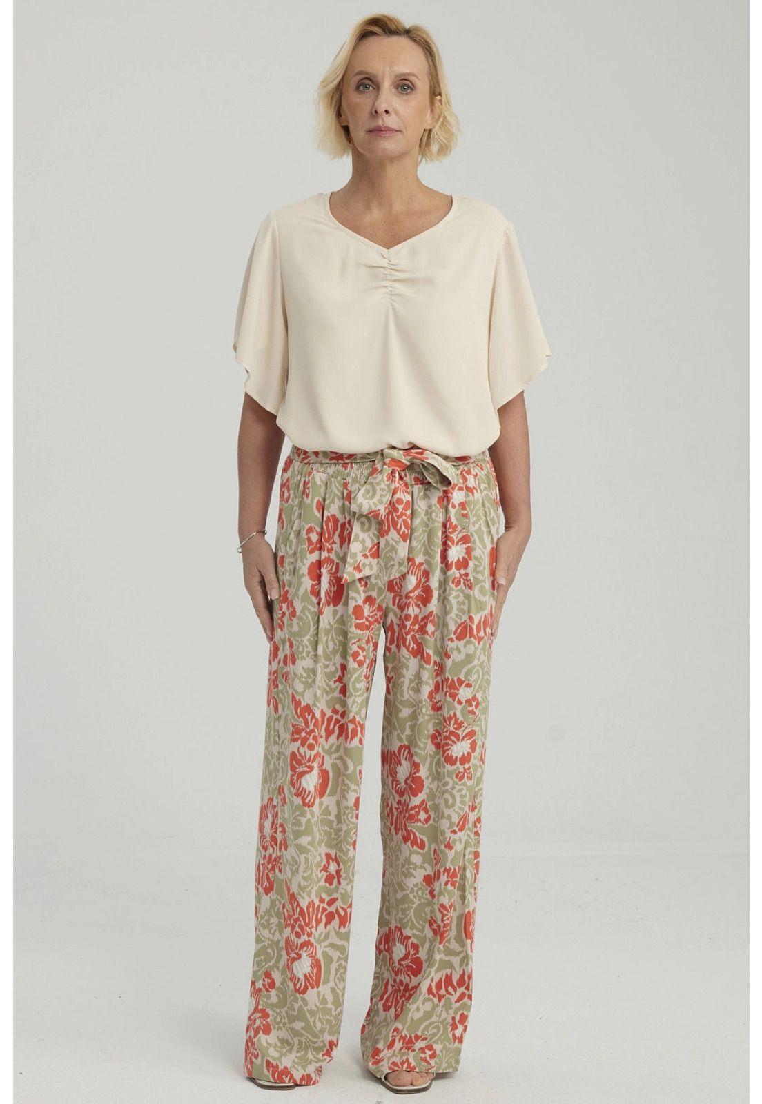 Pantalón Mujer Palazzo Print Verde Claro-3