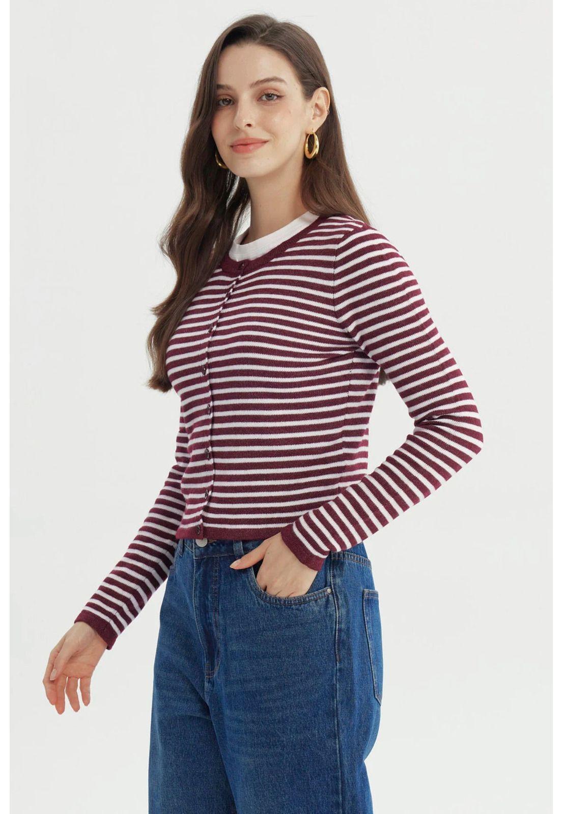 Sweater Mujer Slim Burdeo-1