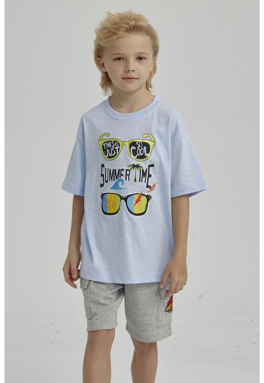 Polera Niño Con Print Celeste-4