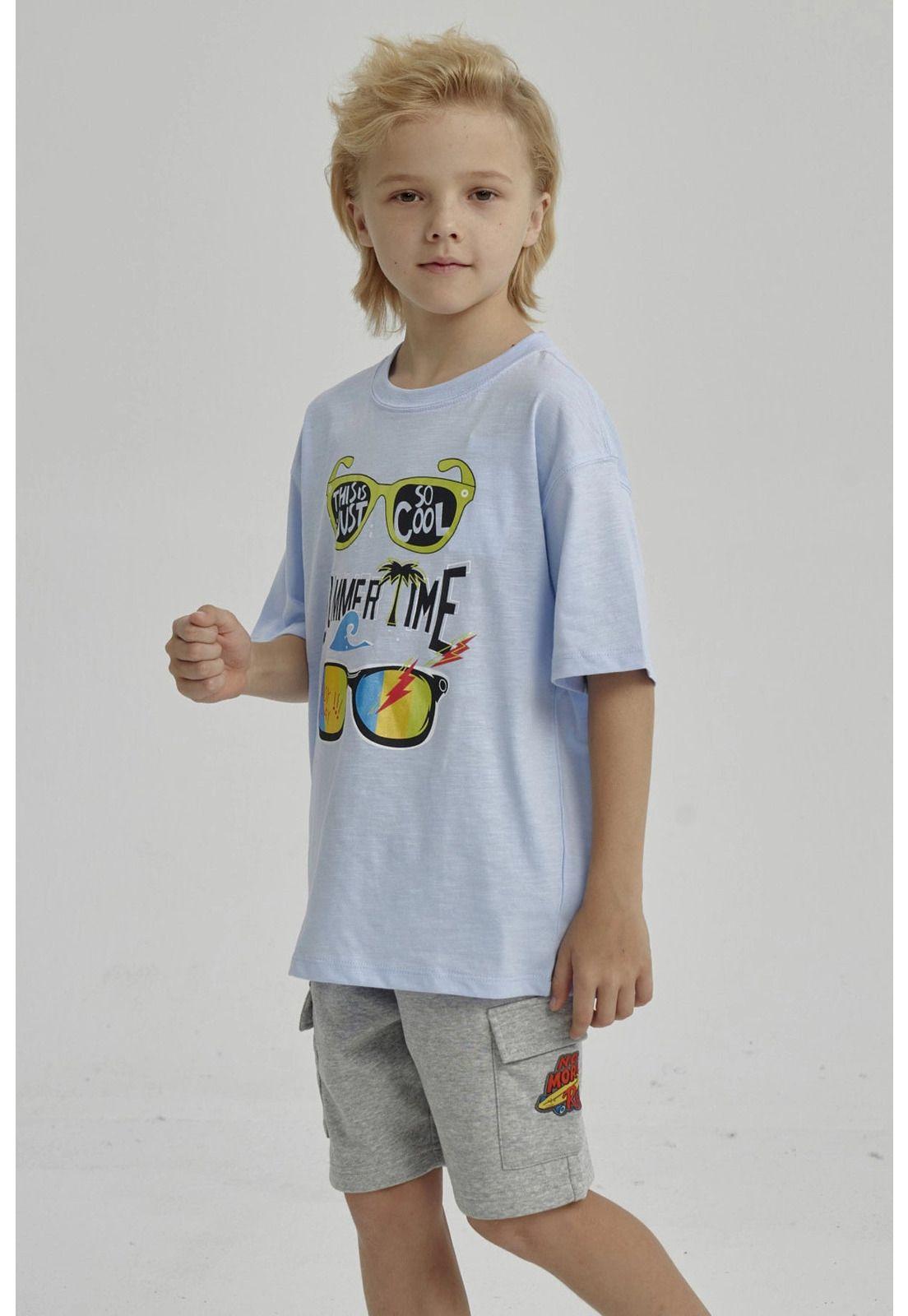 Polera Niño Con Print Celeste-5