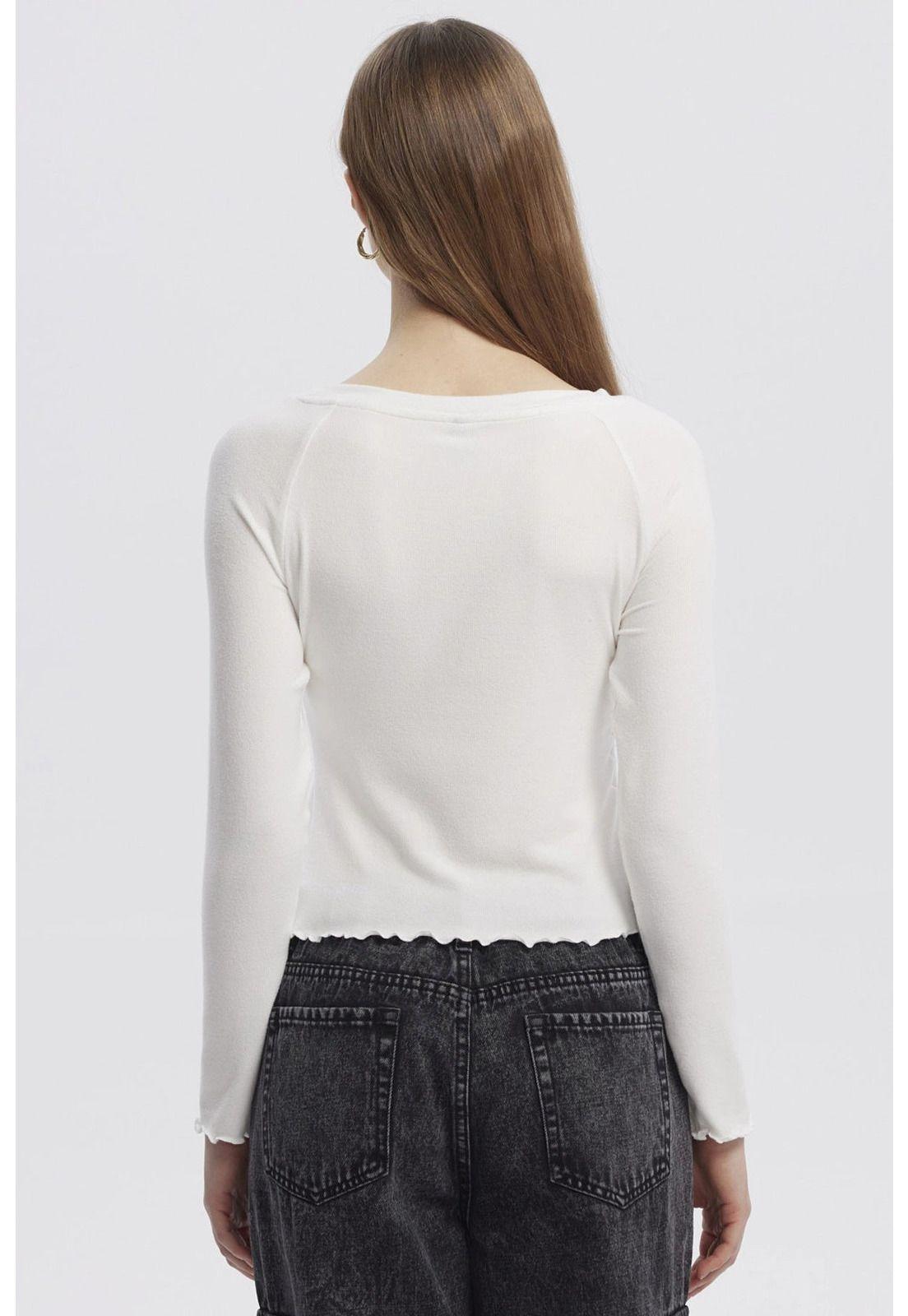 Polera Mujer Juvenil Cuello Bote Recogido Crudo-2