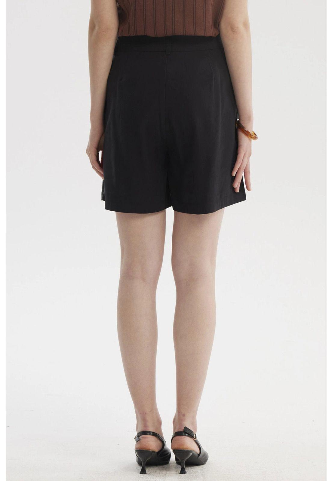 Short Mujer Sastrero Viscosa Pinzas Delanteras Negro-2