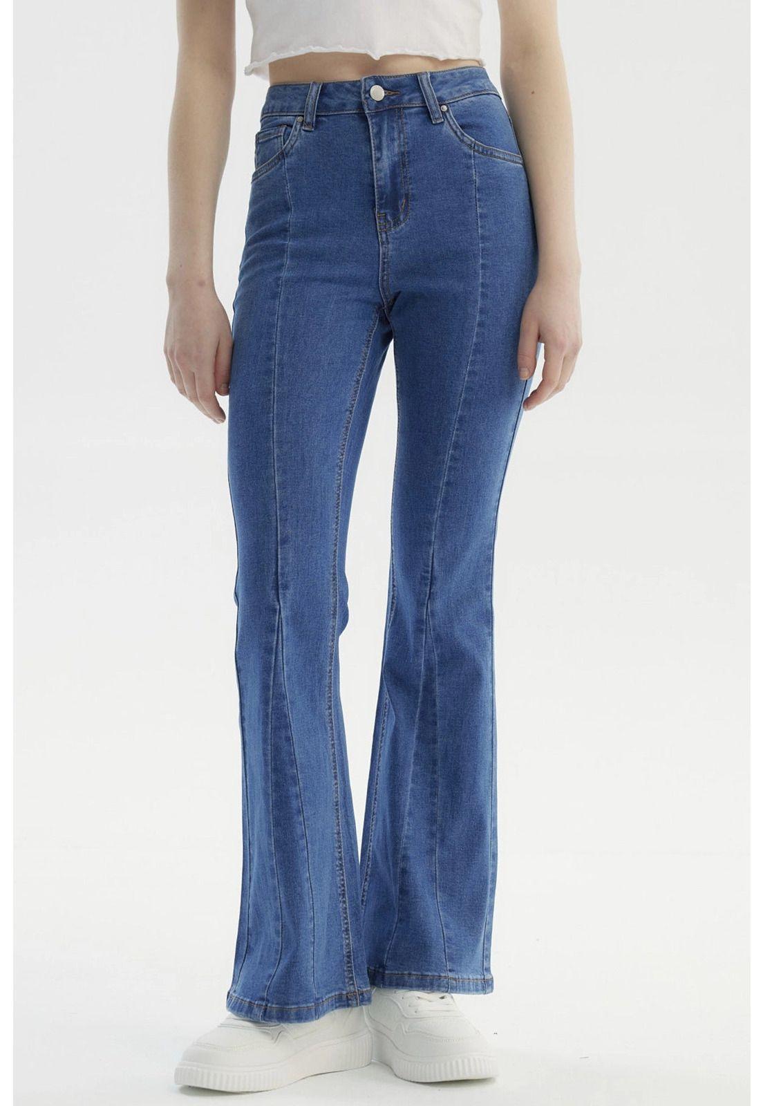 Jeans Mujer Flare Linea Curva Azul - ll-0