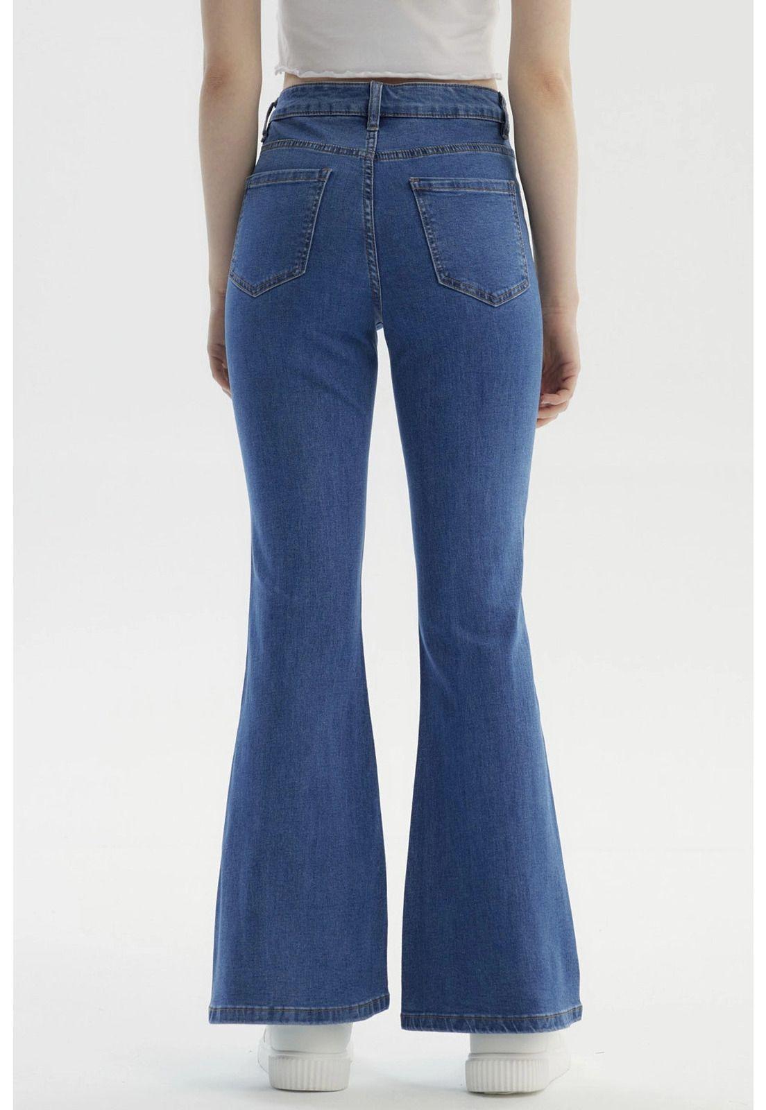Jeans Mujer Flare Linea Curva Azul - ll-2