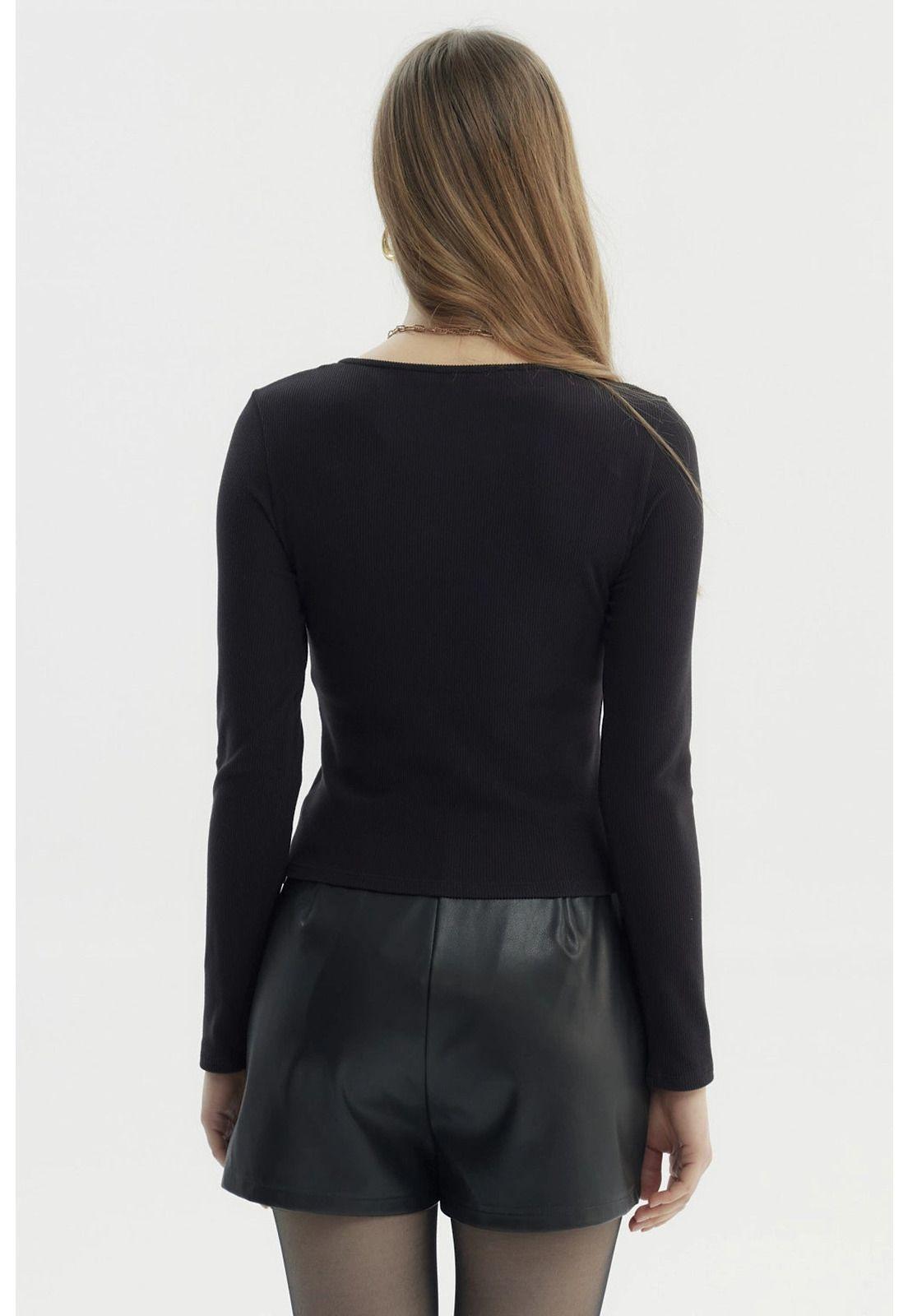 Polera Mujer Cortes Roule Negro-2