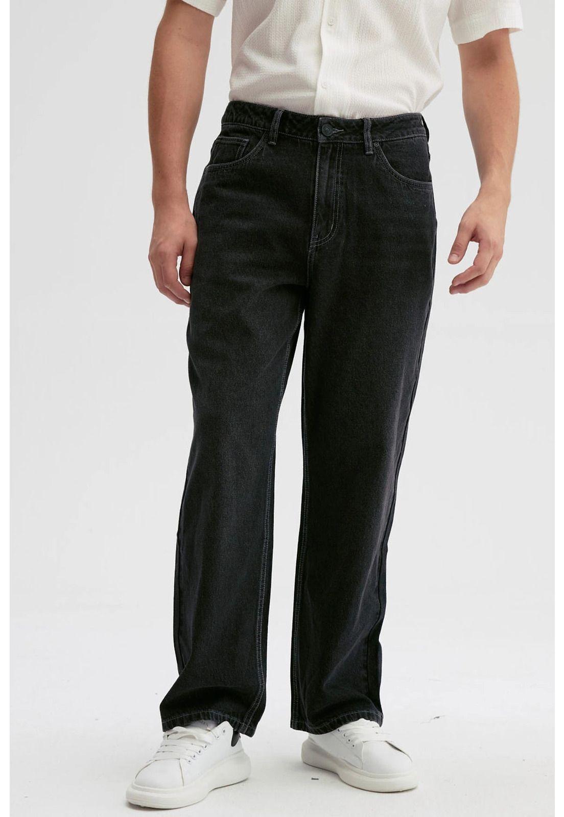 Jeans Hombre Baggy Dirty Washed Negro-0