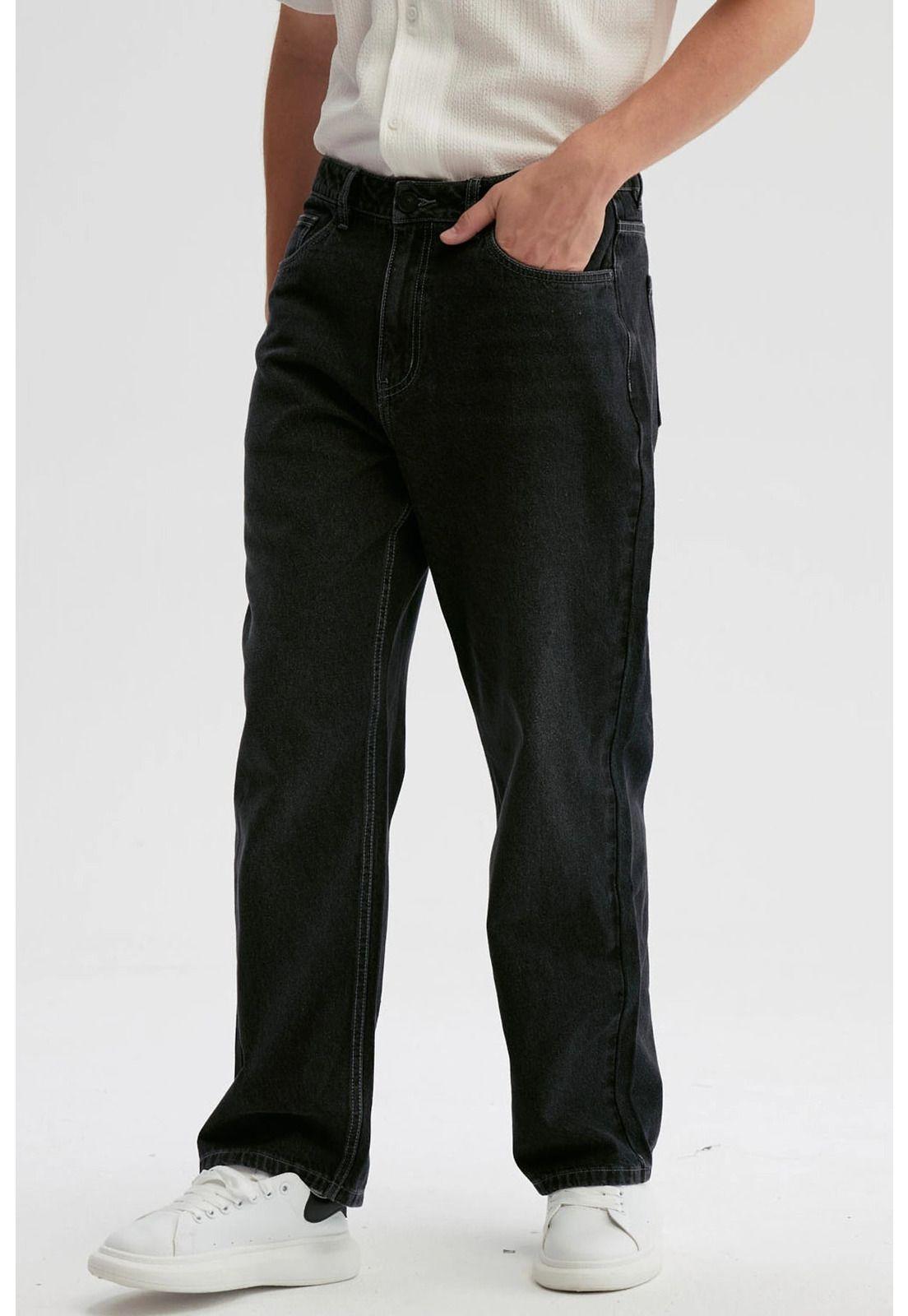 Jeans Hombre Baggy Dirty Washed Negro-1