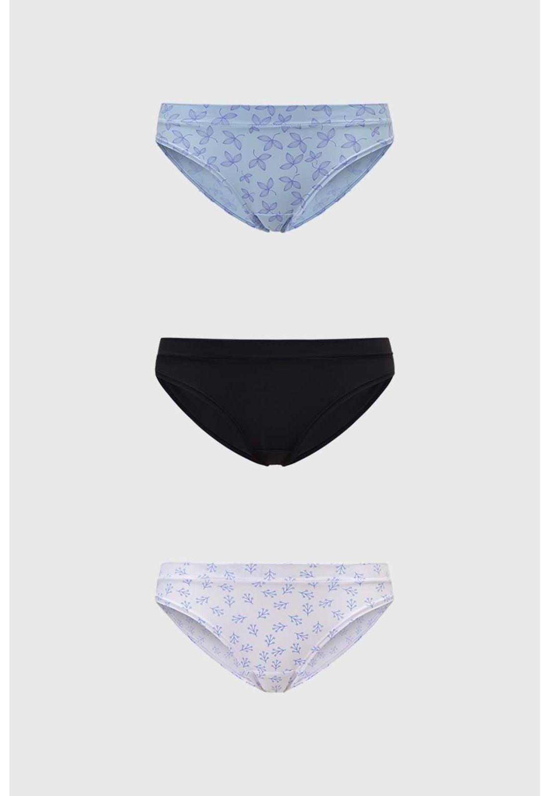 Calzón Mujer Tripack Bikini Estampado Celeste-0