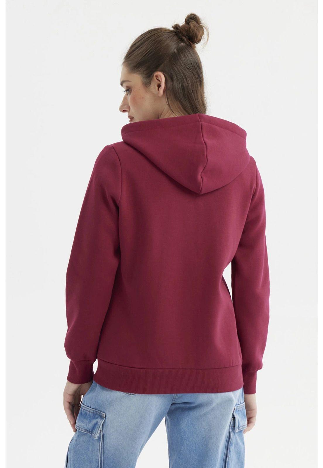 Polerón Mujer Abierto Hodie Vino Oscuro-2