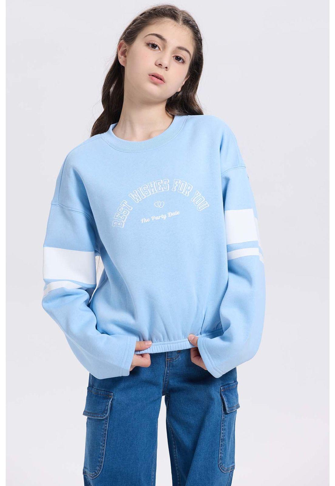 Polerón Niña Print Posicional Celeste-0