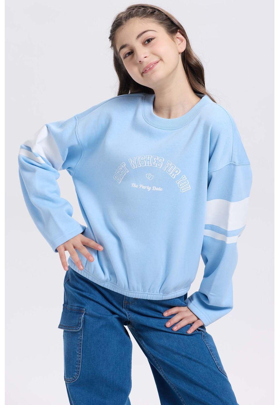 Polerón Niña Print Posicional Celeste-1