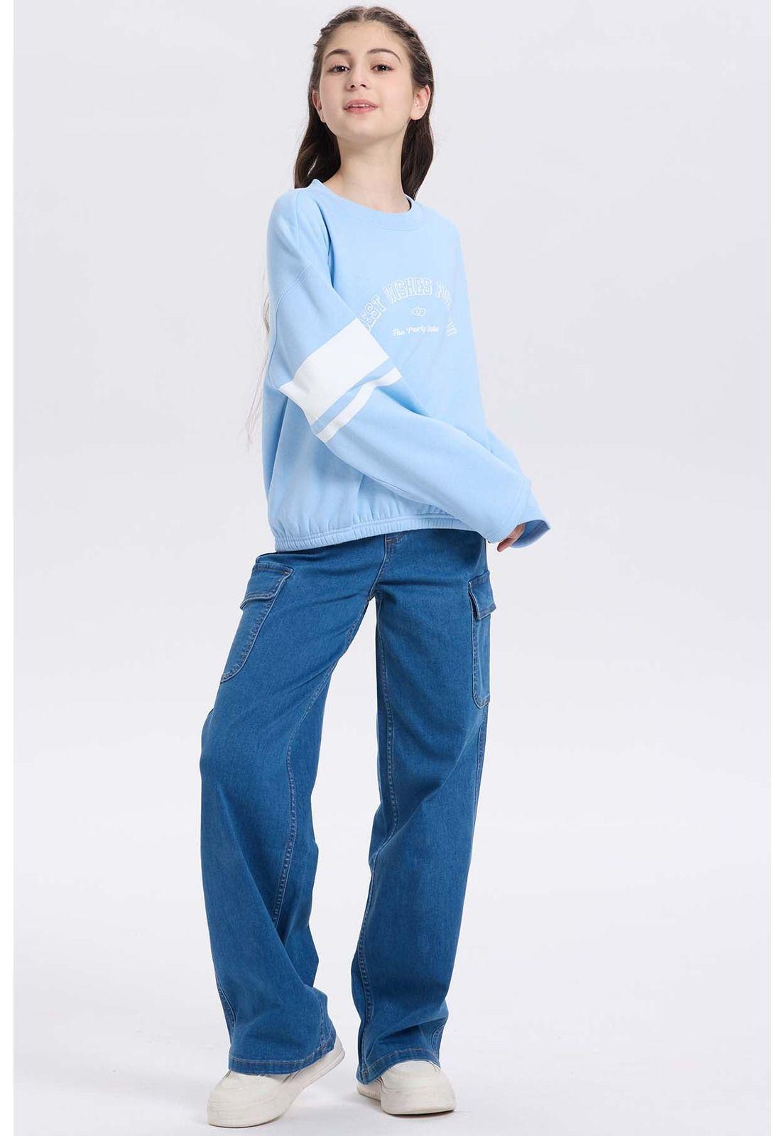 Polerón Niña Print Posicional Celeste-3