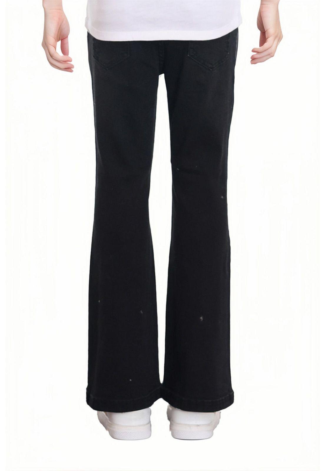 Jeans Niña Flare Estampado Y Negro-1