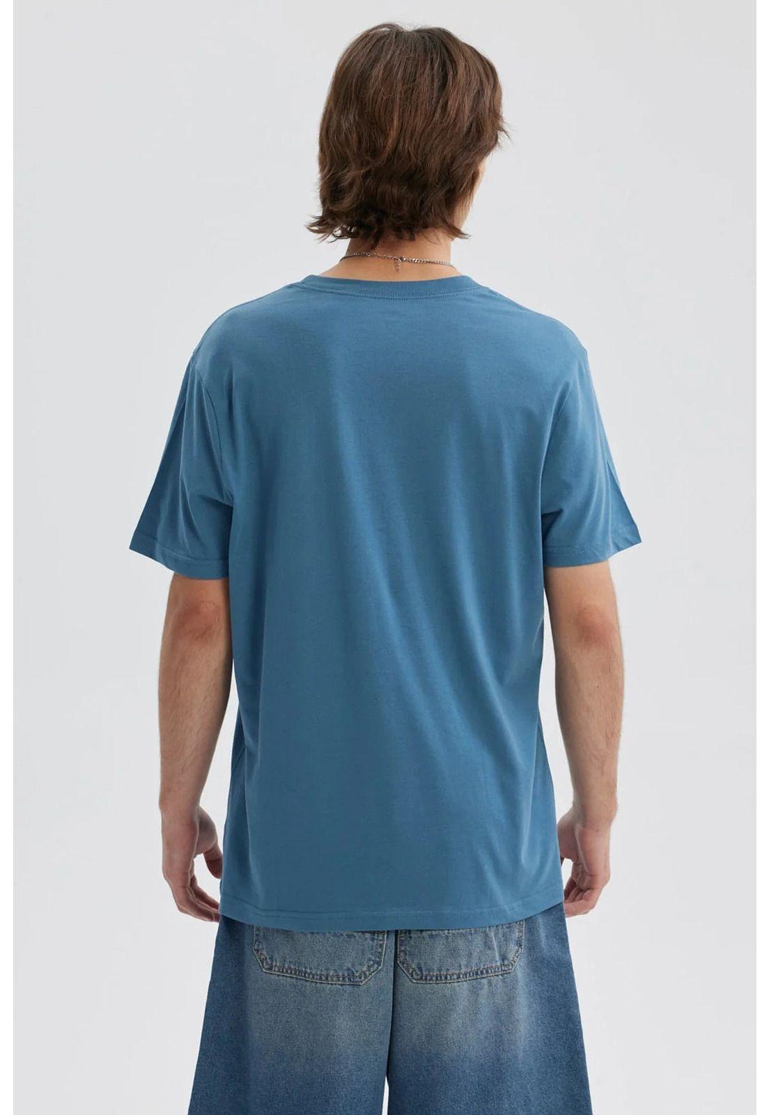 Polera Hombre Print Posicional Azul Piedra - ll-1